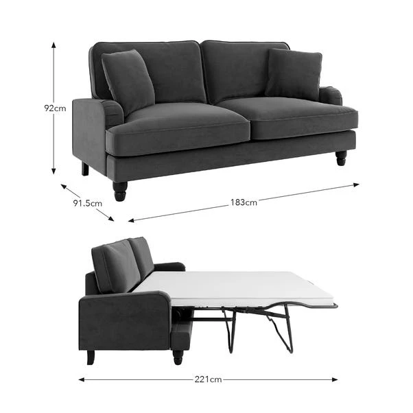 Beatrice Luna Fabric 3 Seater Double Sofa Bed 12 Beatrice Luna Fabric 3 Seater Double Sofa Bed - Image 10