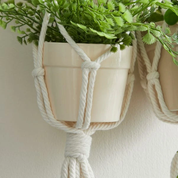 Macrame Double Hanging Ceramic Plant Pot 6 Macrame Double Hanging Ceramic Plant Pot - Image 4