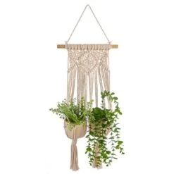 Macrame Double Hanging Ceramic Plant Pot 11 Macrame Double Hanging Ceramic Plant Pot -Home Luxe Studio 30732436 alt04