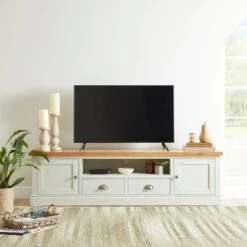 Compton Extra Wide TV Unit, Ivory For TVs Up To 80"