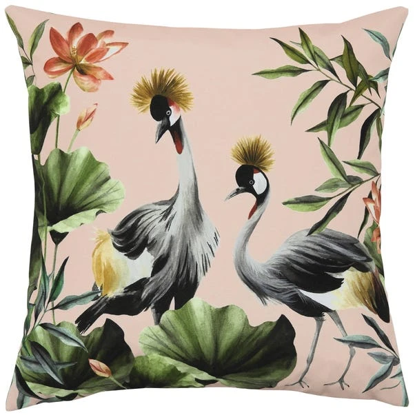 Cranes Blush And Forest Outdoor Cushion 4 Cranes Blush And Forest Outdoor Cushion - Image 2