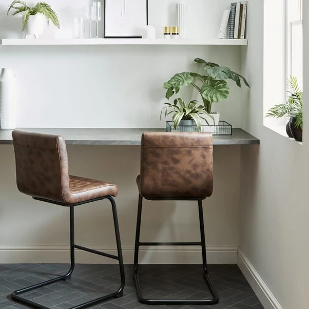 Felix Counter Height Cantilever Bar Stool, Faux Leather 10 Felix Counter Height Cantilever Bar Stool, Faux Leather - Image 8