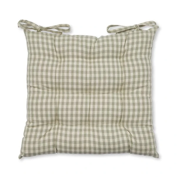 Gingham Check 9 Stitch Sage Seat Pad 6 Gingham Check 9 Stitch Sage Seat Pad - Image 4