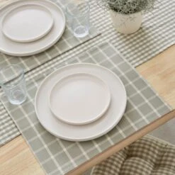 Set Of 2 Sage Check Large Placemats
