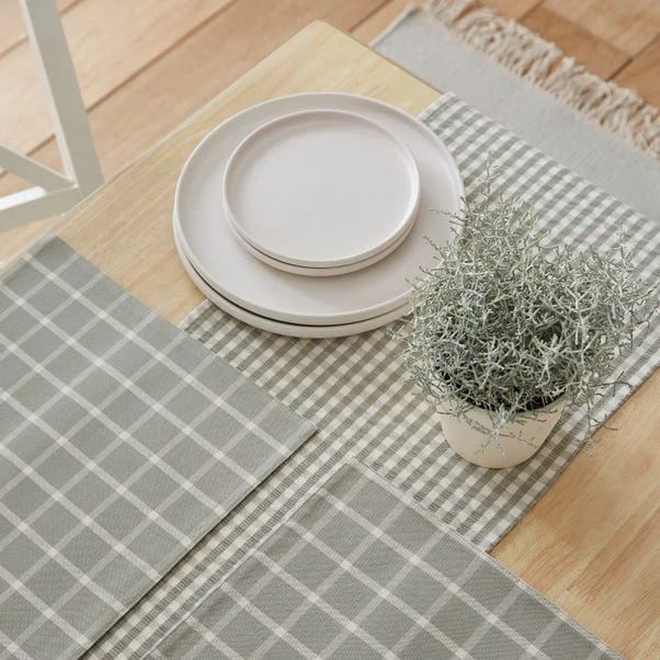 Set Of 2 Sage Check Large Placemats 4 Set Of 2 Sage Check Large Placemats - Image 2