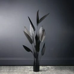 Artificial Black Bird Of Paradise Tree In Black Plant Pot