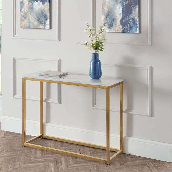 Scala Marble Effect Gold Console Table 3 Scala Marble Effect Gold Console Table
