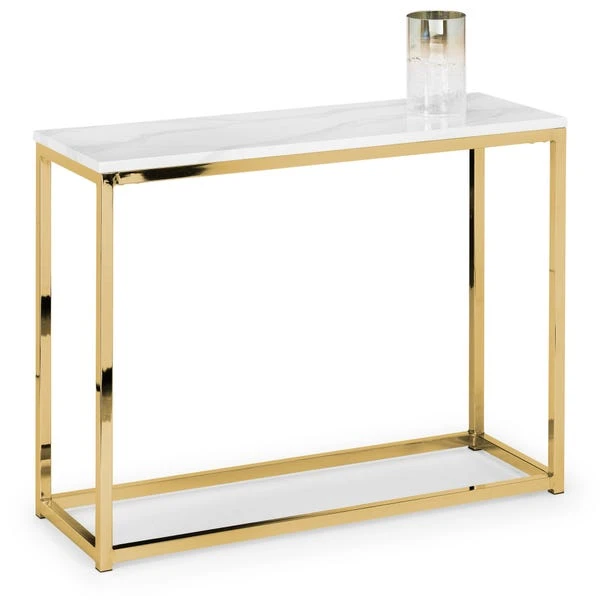 Scala Marble Effect Gold Console Table 4 Scala Marble Effect Gold Console Table - Image 2