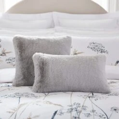 Dorma Purity Faux Fur Grey Boudoir Cushion -Home Luxe Studio 30766302 alt03