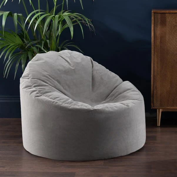 Eliza Velvet Grey Bean Bag Chair 3 Eliza Velvet Grey Bean Bag Chair
