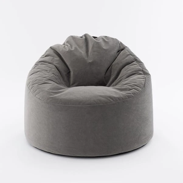 Eliza Velvet Grey Bean Bag Chair 4 Eliza Velvet Grey Bean Bag Chair - Image 2