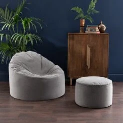 Eliza Velvet Grey Bean Bag Chair 13 Eliza Velvet Grey Bean Bag Chair -Home Luxe Studio 30766404 alt05