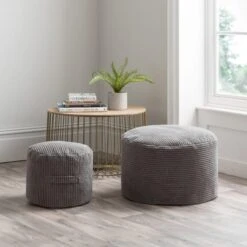 Jenson Charcoal Waffle Pouffe 11 Jenson Charcoal Waffle Pouffe -Home Luxe Studio 30766413 alt05