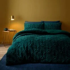 Indra Velour Emerald Duvet Cover And Pillowcase Set