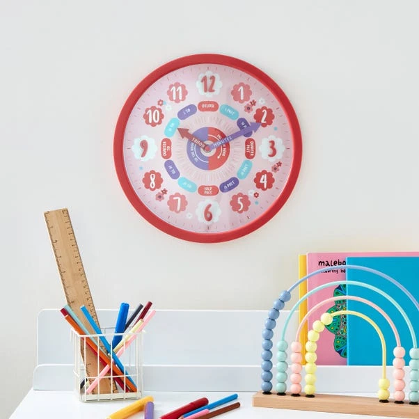 Pink Tell The Time Wall Clock 3 Pink Tell The Time Wall Clock