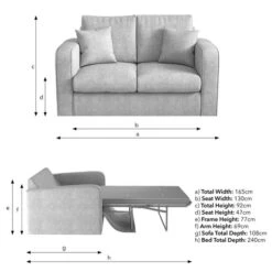 Carson Deep Sit Chunky Chenille Luxury 2 Seater Double Sofa Bed -Home Luxe Studio 30788038 alt09