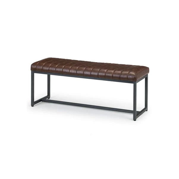 Brooklyn 2 Seater Dining Bench, Brown Faux Leather, 120cm 4 Brooklyn 2 Seater Dining Bench, Brown Faux Leather, 120cm - Image 2