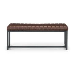 Brooklyn 2 Seater Dining Bench, Brown Faux Leather, 120cm 8 Brooklyn 2 Seater Dining Bench, Brown Faux Leather, 120cm -Home Luxe Studio 30794155 alt02