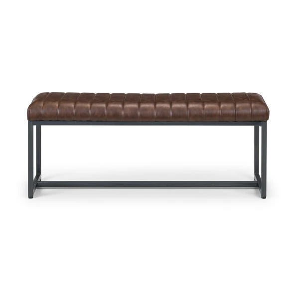 Brooklyn 2 Seater Dining Bench, Brown Faux Leather, 120cm 5 Brooklyn 2 Seater Dining Bench, Brown Faux Leather, 120cm - Image 3