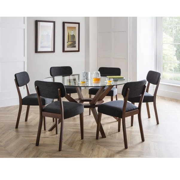 Chelsea 6 Seater Round Glass Top Dining Table With 6 Farringdon Chairs 3 Chelsea 6 Seater Round Glass Top Dining Table With 6 Farringdon Chairs