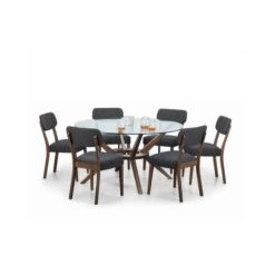 Chelsea 6 Seater Round Glass Top Dining Table With 6 Farringdon Chairs 13 Chelsea 6 Seater Round Glass Top Dining Table With 6 Farringdon Chairs -Home Luxe Studio 30794186 alt05