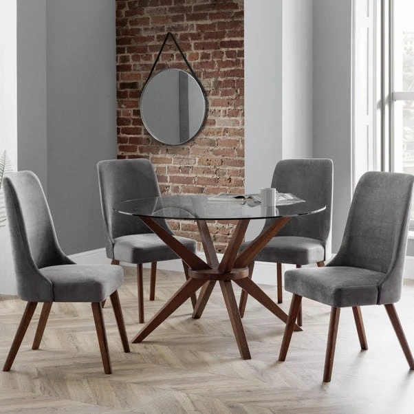 Chelsea 4 Seater Round Glass Top Dining Table With 4 Huxley Chairs 3 Chelsea 4 Seater Round Glass Top Dining Table With 4 Huxley Chairs