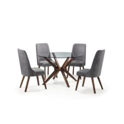 Chelsea 4 Seater Round Glass Top Dining Table With 4 Huxley Chairs 19 Chelsea 4 Seater Round Glass Top Dining Table With 4 Huxley Chairs -Home Luxe Studio 30794188 alt08
