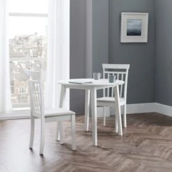 Coast 2-4 Seater Round Drop Leaf Dining Table With 2 Chairs -Home Luxe Studio 30794191