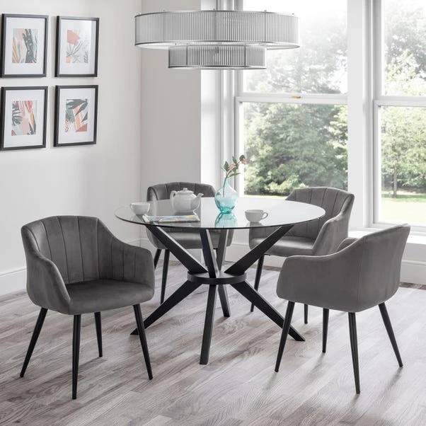 Hayden 4 Seater Round Glass Top Dining Table With 4 Hobart Chairs 3 Hayden 4 Seater Round Glass Top Dining Table With 4 Hobart Chairs