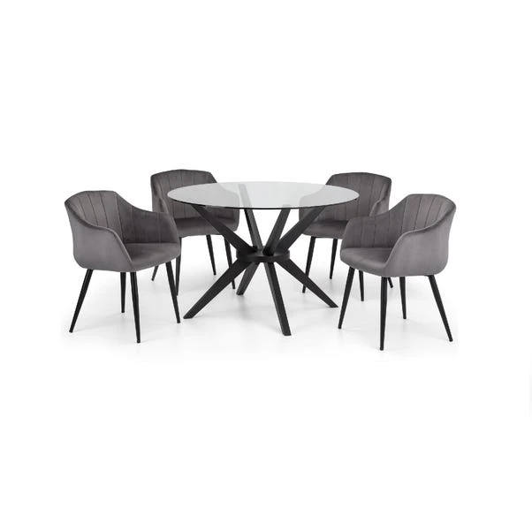 Hayden 4 Seater Round Glass Top Dining Table With 4 Hobart Chairs 4 Hayden 4 Seater Round Glass Top Dining Table With 4 Hobart Chairs - Image 2