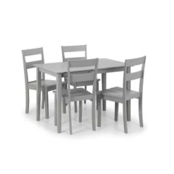 Kobe 4 Seater Rectangular Small Dining Table With 4 Chairs, Grey -Home Luxe Studio 30794285 alt01