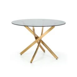 Montero 4 Seater Round Glass Top Dining Table With 4 Hadid Chairs -Home Luxe Studio 30794321 alt02