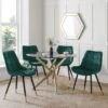 Montero 4 Seater Round Glass Top Dining Table With 4 Hadid Chairs -Home Luxe Studio 30794322
