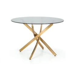 Montero 4 Seater Round Glass Top Dining Table With 4 Hadid Chairs -Home Luxe Studio 30794322 alt02