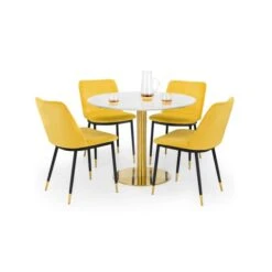 Palermo 4 Seater Round Dining Table With 4 Delaunay Chairs 7 Palermo 4 Seater Round Dining Table With 4 Delaunay Chairs -Home Luxe Studio 30794332 alt01