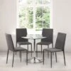 Kudos 4 Seater Round Glass Top Pedestal Dining Table, Silver 2 Kudos 4 Seater Round Glass Top Pedestal Dining Table, Silver -Home Luxe Studio 30794581