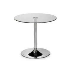 Kudos 4 Seater Round Glass Top Pedestal Dining Table, Silver 6 Kudos 4 Seater Round Glass Top Pedestal Dining Table, Silver -Home Luxe Studio 30794581 alt01