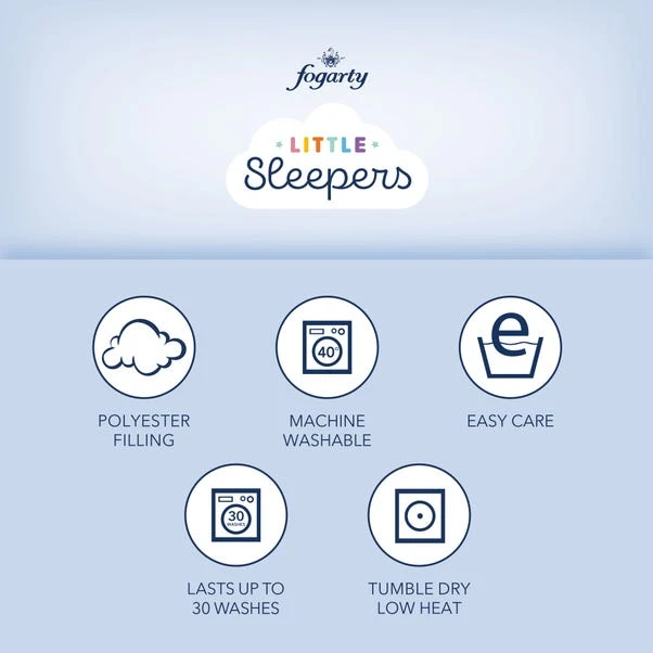 Fogarty Little Sleepers Perfectly Washable 4 Tog Summer Cot Bed Duvet, Pillow & Mattress Protector Set 6 Fogarty Little Sleepers Perfectly Washable 4 Tog Summer Cot Bed Duvet, Pillow & Mattress Protector Set - Image 4