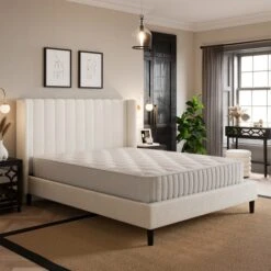Alara Pleated Teddy Fabric Bed Frame 41 Alara Pleated Teddy Fabric Bed Frame -Home Luxe Studio 30800159 alt01