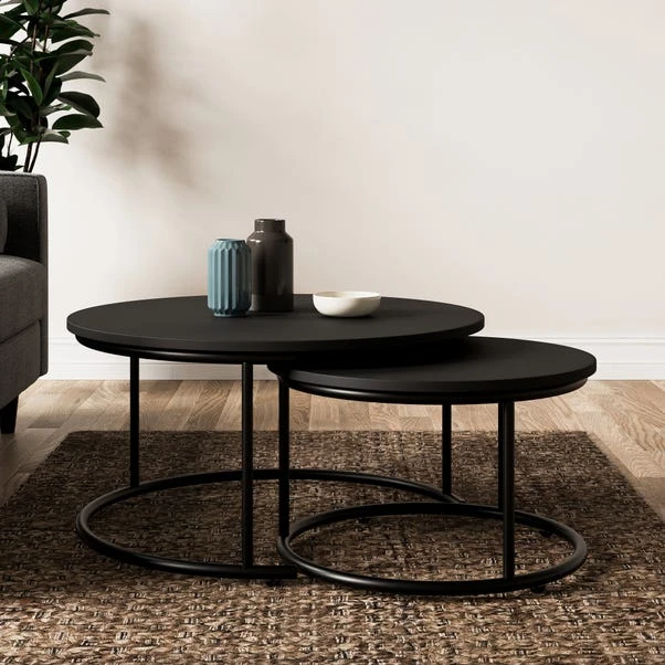 Fulton Coffee Nest Of Tables, Black 3 Fulton Coffee Nest Of Tables, Black