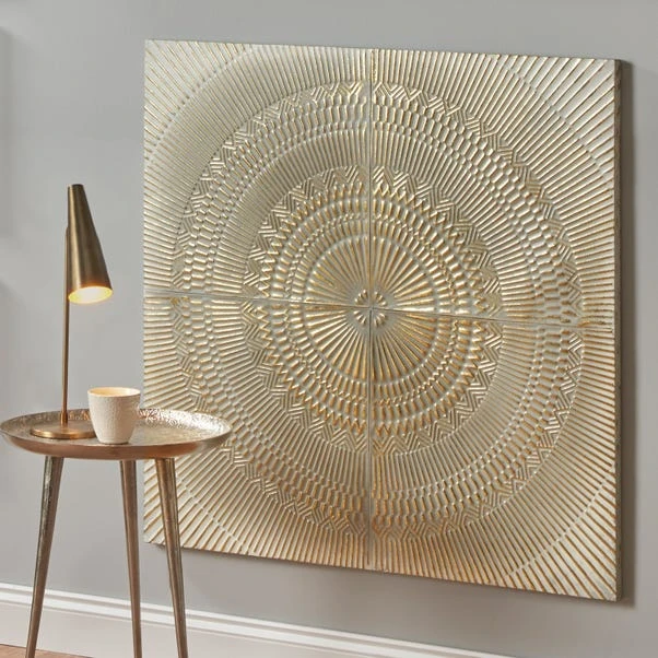 Antiqued White And Gold Textured Metal Wall Art 3 Antiqued White And Gold Textured Metal Wall Art
