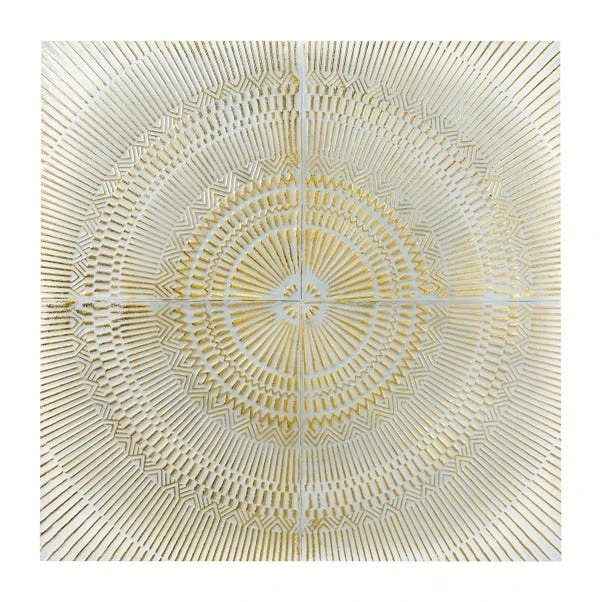 Antiqued White And Gold Textured Metal Wall Art 4 Antiqued White And Gold Textured Metal Wall Art - Image 2