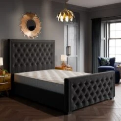 Elodie Buttoned Velvet Bed Frame -Home Luxe Studio 30807496 alt02