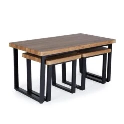 Freddie Nest Coffee Table, Rustic Wood Effect -Home Luxe Studio 30809245 alt02