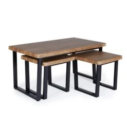 Freddie Nest Coffee Table, Rustic Wood Effect -Home Luxe Studio 30809245 alt03