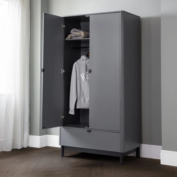 Chloe Double 1 Drawer Wardrobe, Grey 3 Chloe Double 1 Drawer Wardrobe, Grey