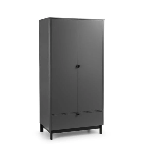 Chloe Double 1 Drawer Wardrobe, Grey 4 Chloe Double 1 Drawer Wardrobe, Grey - Image 2
