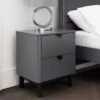 Chloe 2 Drawer Bedside Table, Grey -Home Luxe Studio 30809993