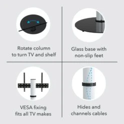 Eno Pedestal TV Stand With Shelf For TVs Up To 55" 26 Eno Pedestal TV Stand With Shelf For TVs Up To 55" -Home Luxe Studio 30812409 alt03