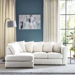 Blake Cosy Sherpa Quilted Arm Corner Chaise Ivory -Home Luxe Studio 30813122